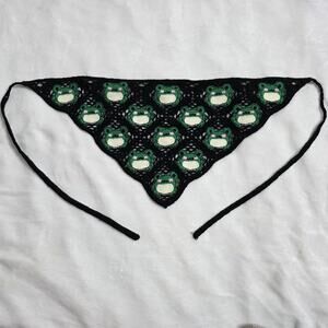 Crochet Frog Bandana Head Scarf Y2K Kawaii Fairycore Grunge Alt